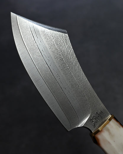 Sunizumi knives “Little Brown ” Full Custom Outdoor Bunka Knife R2 Damascus (#3）