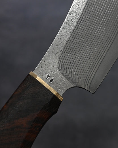 Sunizumi Knives “Little Brown” Full Custom Outdoor Bunka Knife Ginsan Damascus (#10)