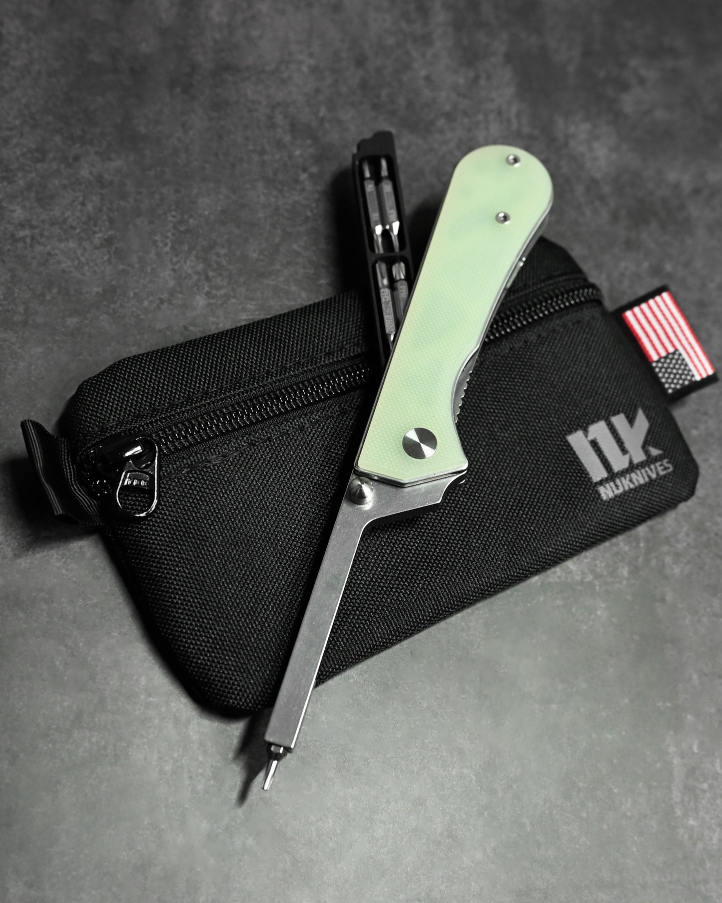 NUKNIVES T33 Multi-Functional Folding Screwdriver – Jade G10 Handle (Includes EDC Pouch)