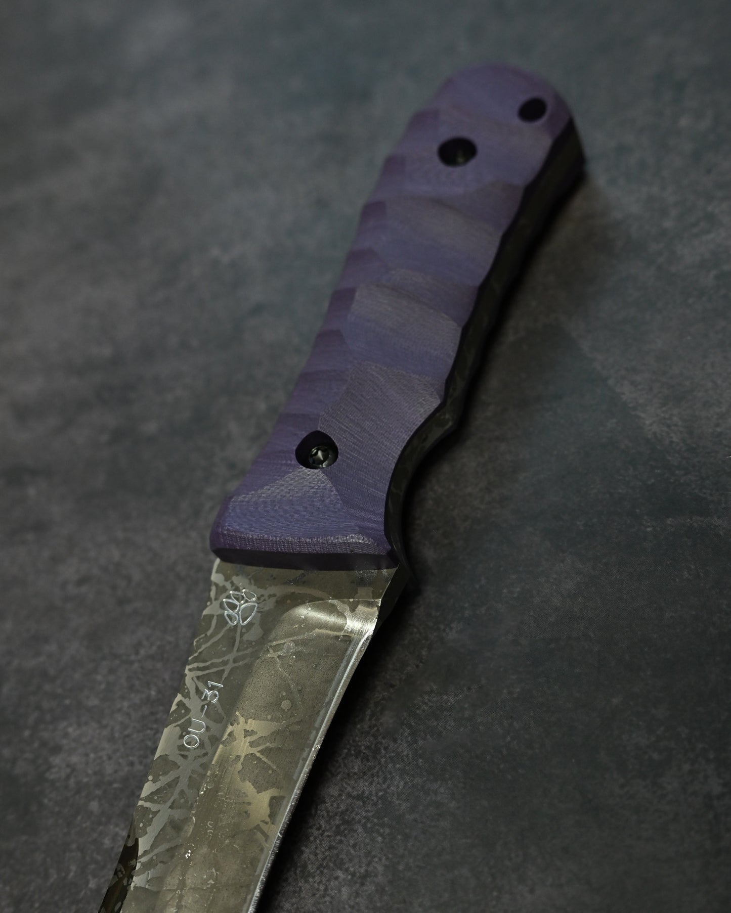 Limited Edition｜Kiku Matsuda — Masayuki Matsuda “Fuuga H&H”｜OU-31 Outdoor Fixed Blade｜Purple G10 Handle｜Handmade in Japan