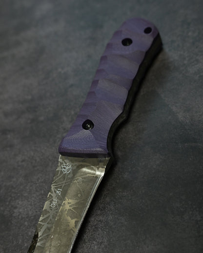 Limited Edition｜Kiku Matsuda — Masayuki Matsuda “Fuuga H&H”｜OU-31 Outdoor Fixed Blade｜Purple G10 Handle｜Handmade in Japan