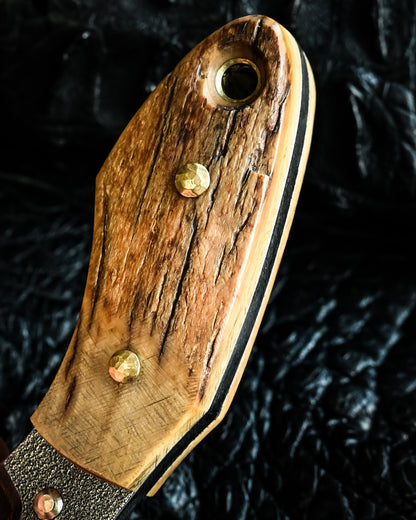 Made in Japan Wtopia One-Off VG7 Laminated Steel EDC Pry Bar / Bottle Opener with Mammoth Ivory Handle and Silver Apricot Blossom Inlay
