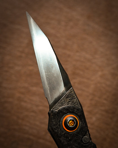 推薦作家・極希少 二部幸夫作 東京展示会モデル No.R8-3 「肥厚守」カスタムフォールディングナイフ