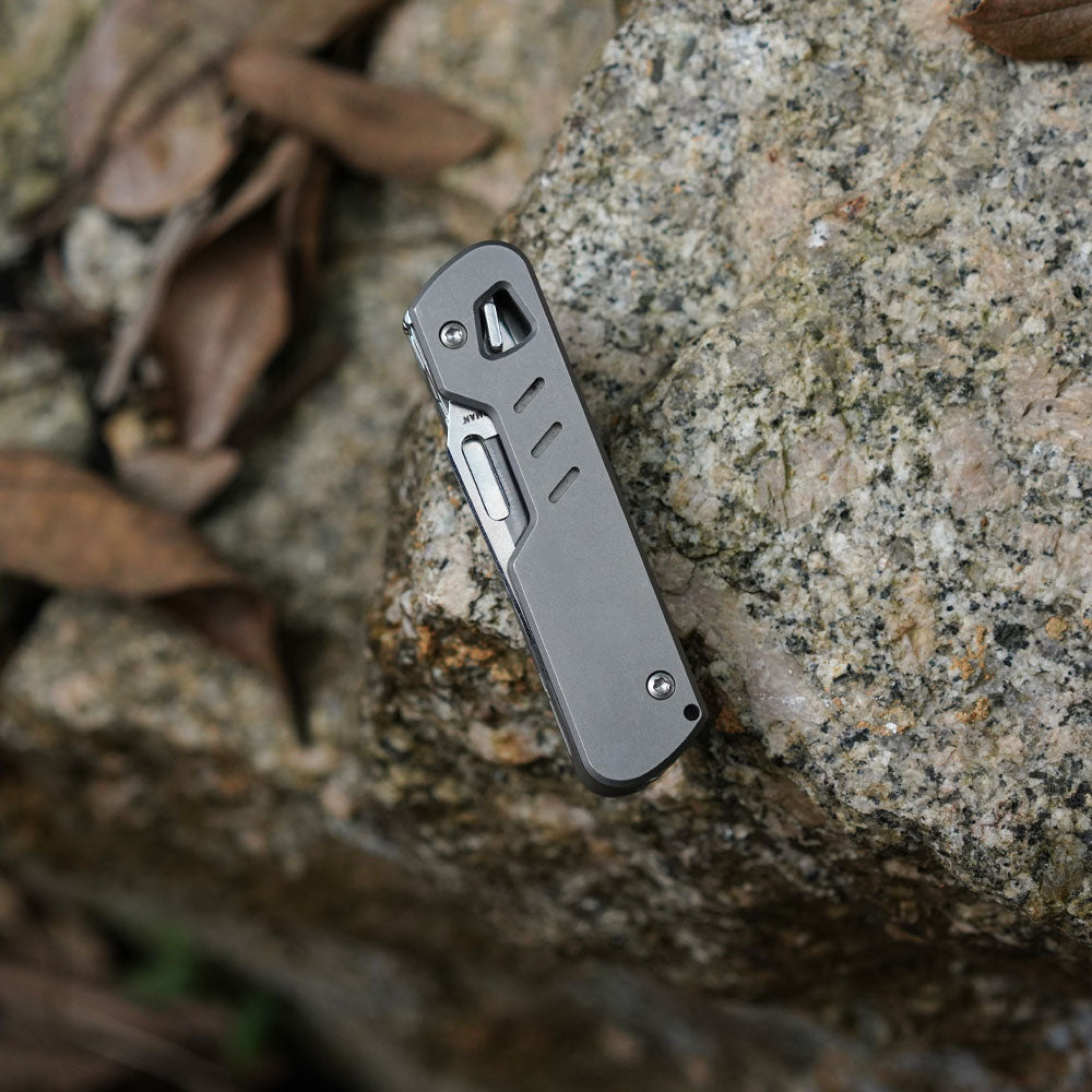 TC4 Titanium Handle Scale Set Compatible with T4 for DIY Replacement Stonewashed finish