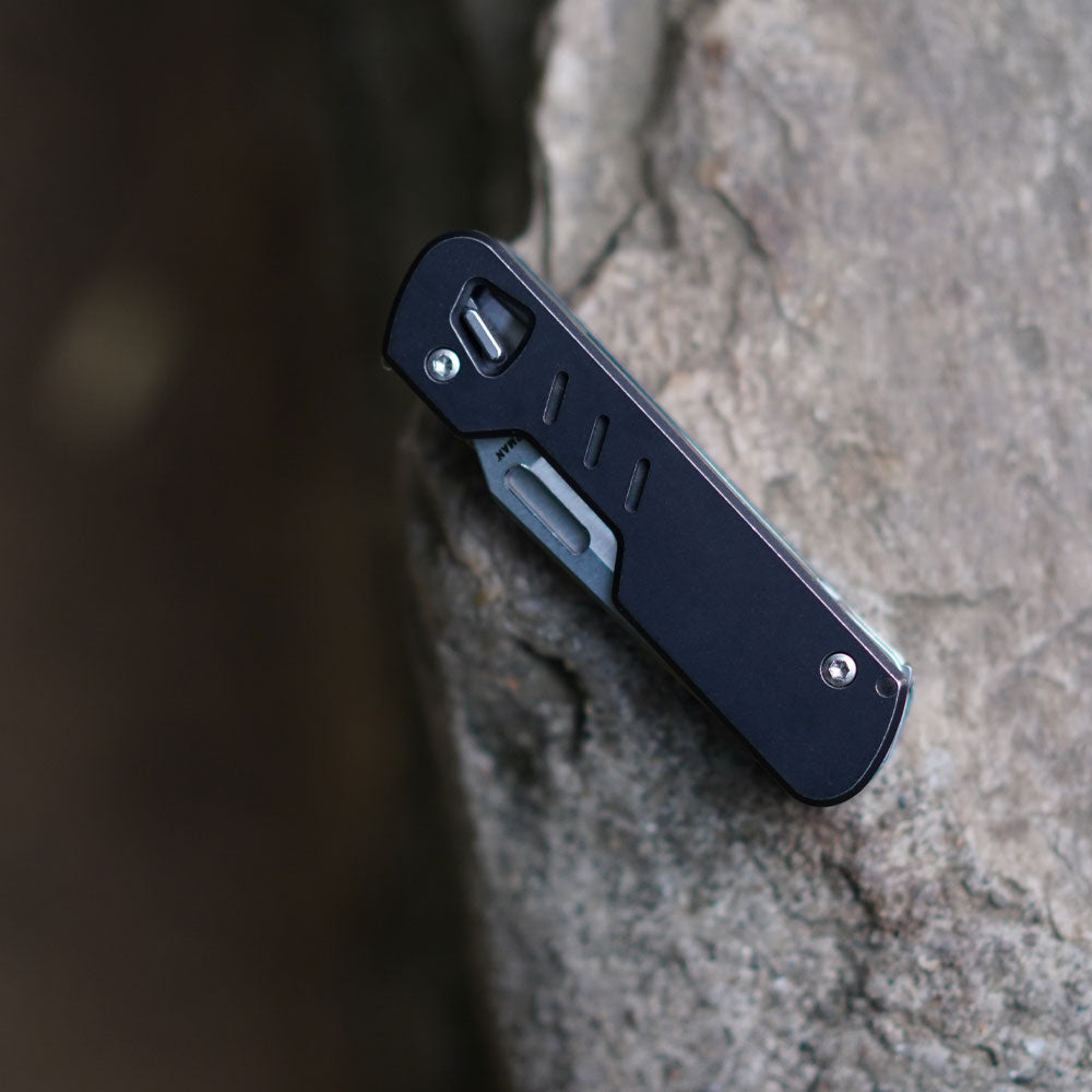 TC4 Titanium Handle Scale Set for T4, PVD Black Stonewashed, DIY Replacement
