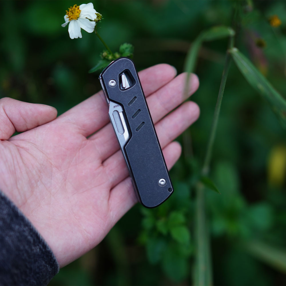TC4 Titanium Handle Scale Set for T4, PVD Black Stonewashed, DIY Replacement