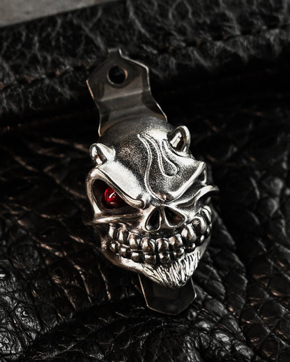 Rare Steel Flame × Starlingear × Strider Knives XXXL Silver Devil Slickster Ruby Eye Pocket Clip – Signed Edition
