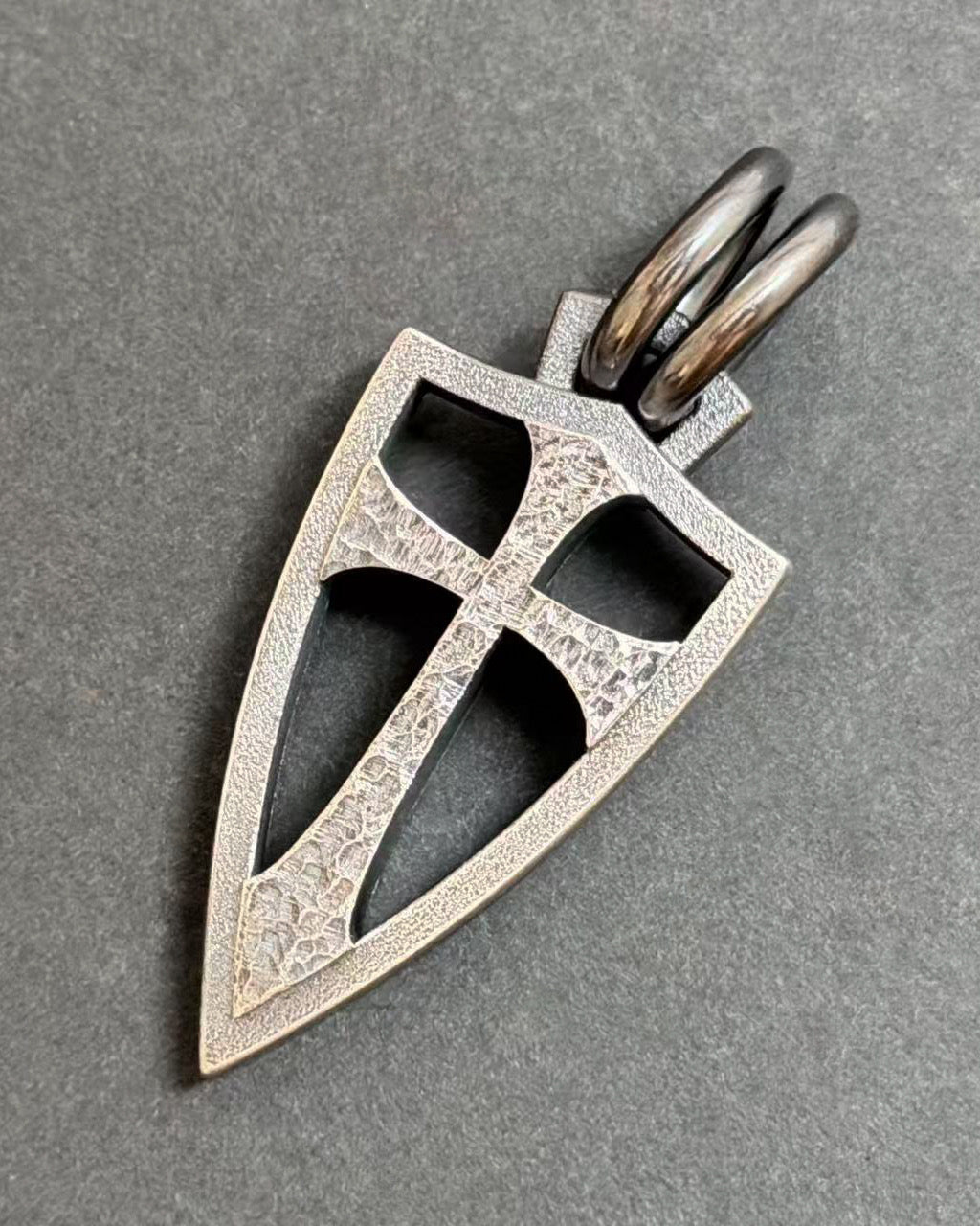Steel Flame
New Release – XXL Double-Sided Hammered Crusader Shield Pendant