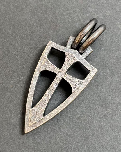 Steel Flame
New Release – XXL Double-Sided Hammered Crusader Shield Pendant