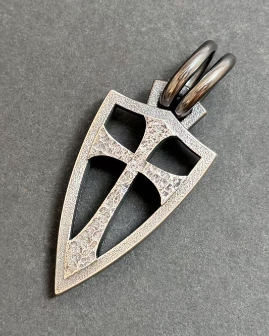 Steel Flame
New Release – XXL Double-Sided Hammered Crusader Shield Pendant