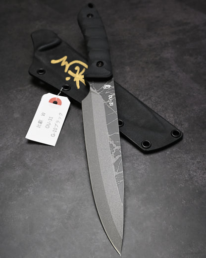 KIKUKNIVES HIEI W Rare Ginza Exhibition Edition – OU-31 Steel, Black G10 Handle, Personally Signed