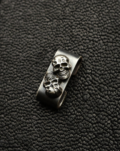 Vintage Steel Flame Dark Skull II Sterling Silver MOLLE Clip