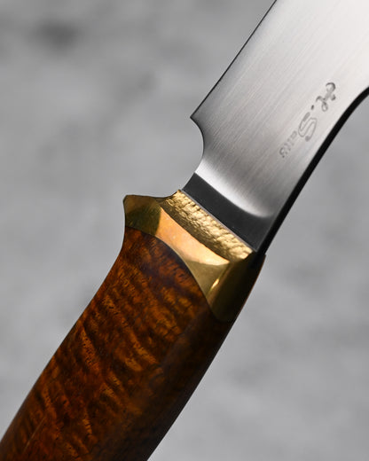 Japan Made Hiroshi Saito Handmade Gin3 Outdoor Knife｜Snakewood Handle｜Vegetable-Tanned Leather Sheath