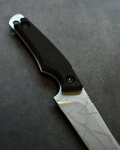 極稀少｜琵琶湖展会版｜松田菊男「霧月（Mugetsu）」｜14C28N 超軽量アウトドア直刀｜G10ハンドル