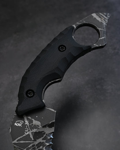 KIKUKNIVES Karambit Hawk Rare Ginza Exhibition Edition – OU-31 Steel, Black G10 Handle, Personally Signed