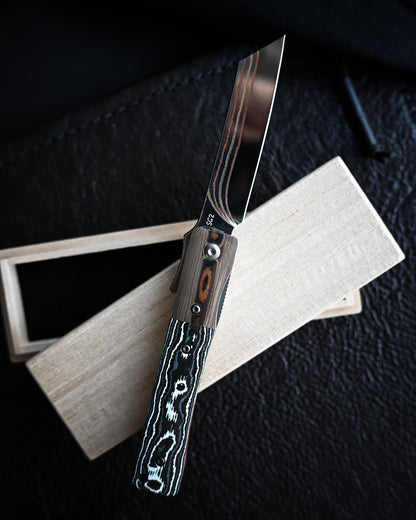 haoworks Eirou Atsumori Custom Folding Knife – Obsidian Storm