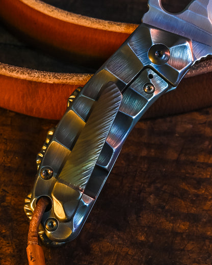 Homer Knife - T-Rex #392 Folding Knife | A Perfect Fusion of Anodized Titanium and Copper Bead