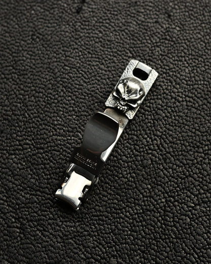 Discontinued and Rare Steel Flame Nail Clipper with Sterling Silver Warrior Skull