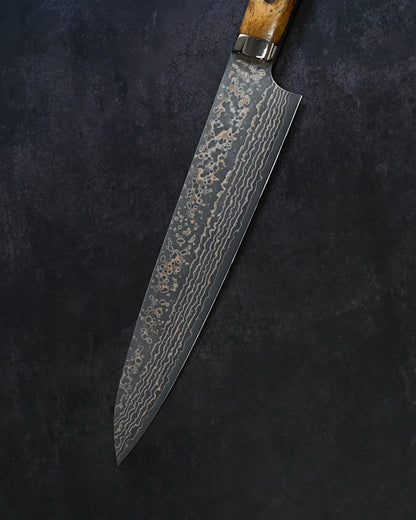 Takeshi Saji  – Traditional Japanese Kitchen Knife VG10 Damascus Gyuto 240mm – Brown Bone Handle 