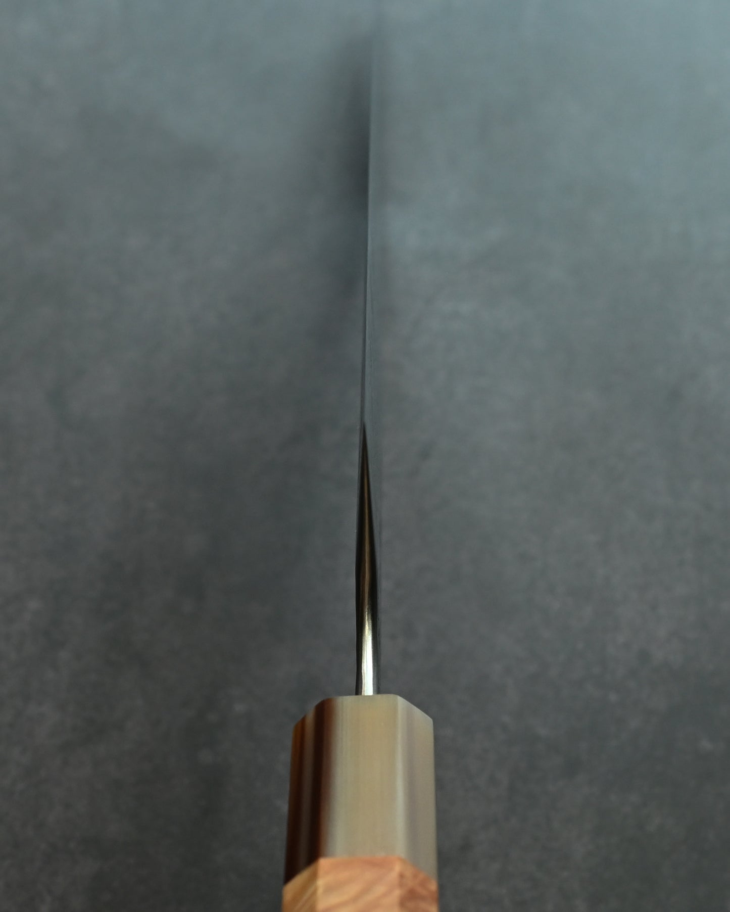 Saruku Homura-Un Santoku Knife 180mm Japanese Kitchen Knife SPG2 Damascus  Burl Wood Handle  Buffalo Horn Ferrule