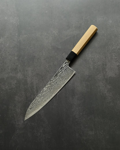 Kanetaka VG10 Damascus Gyuto Knife 210mm | Mirror-Finish Handcrafted Japanese Chef’s Knife with Octagonal Wood Handle