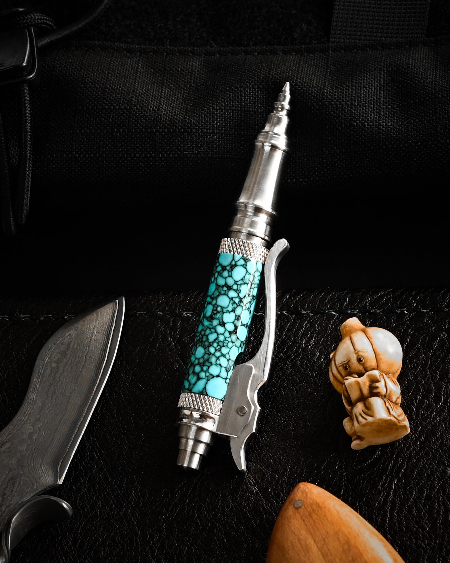 Hidetoshi Nakayama Mini　Turquoise Stainless Steel Click Pen　S