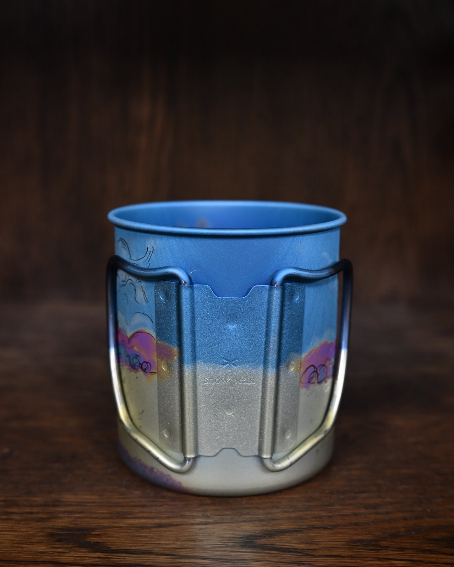 Hand-Carved Custom Edition Mountains & Rivers Snow Peak Titanium Cup