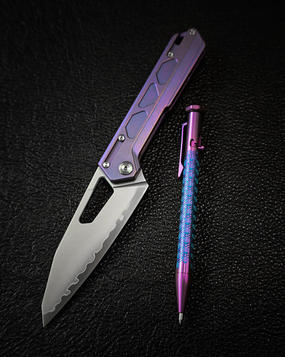 TACRAY Titanium Bolt Action Pen sunizumi Interlock pattern