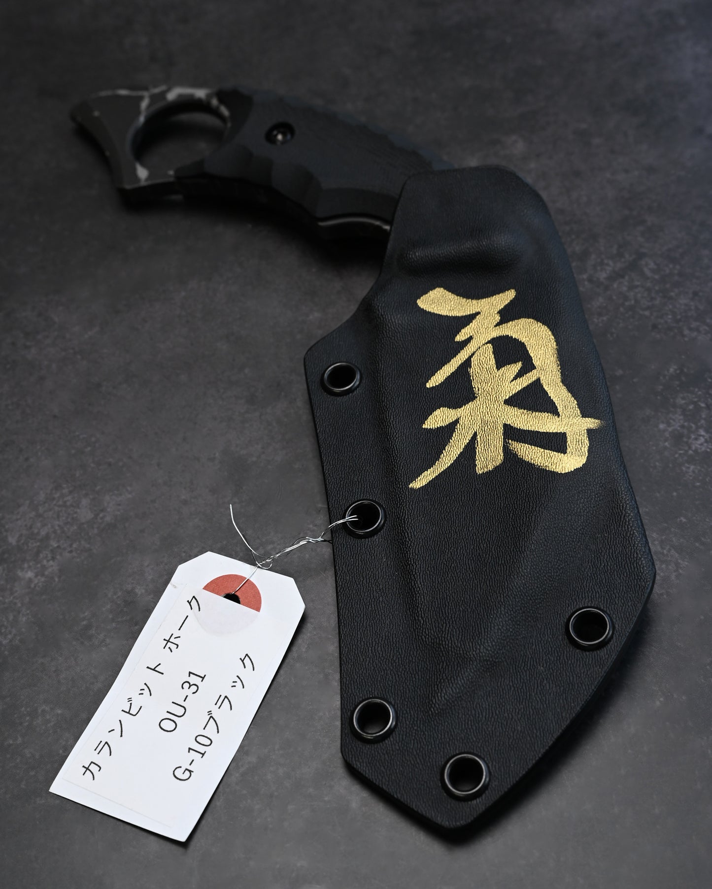 KIKUKNIVES Karambit Hawk Rare Ginza Exhibition Edition – OU-31 Steel, Black G10 Handle, Personally Signed