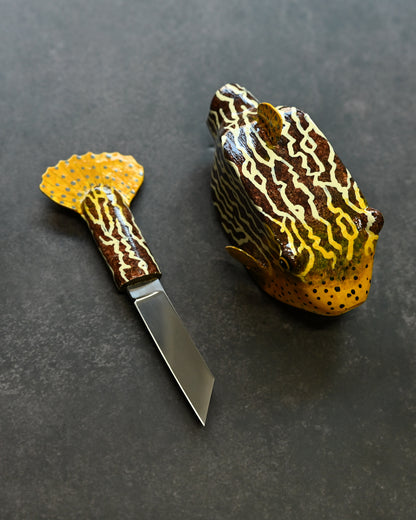 Tsuguo Kurosawa Handmade Mini Knife – Reticulated Boxfish Design