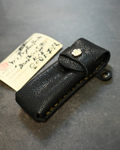 Wtopia One-off Bear Leather Knife Pouch | 925 Silver Apricot Blossom Inlay | Limited Handmade