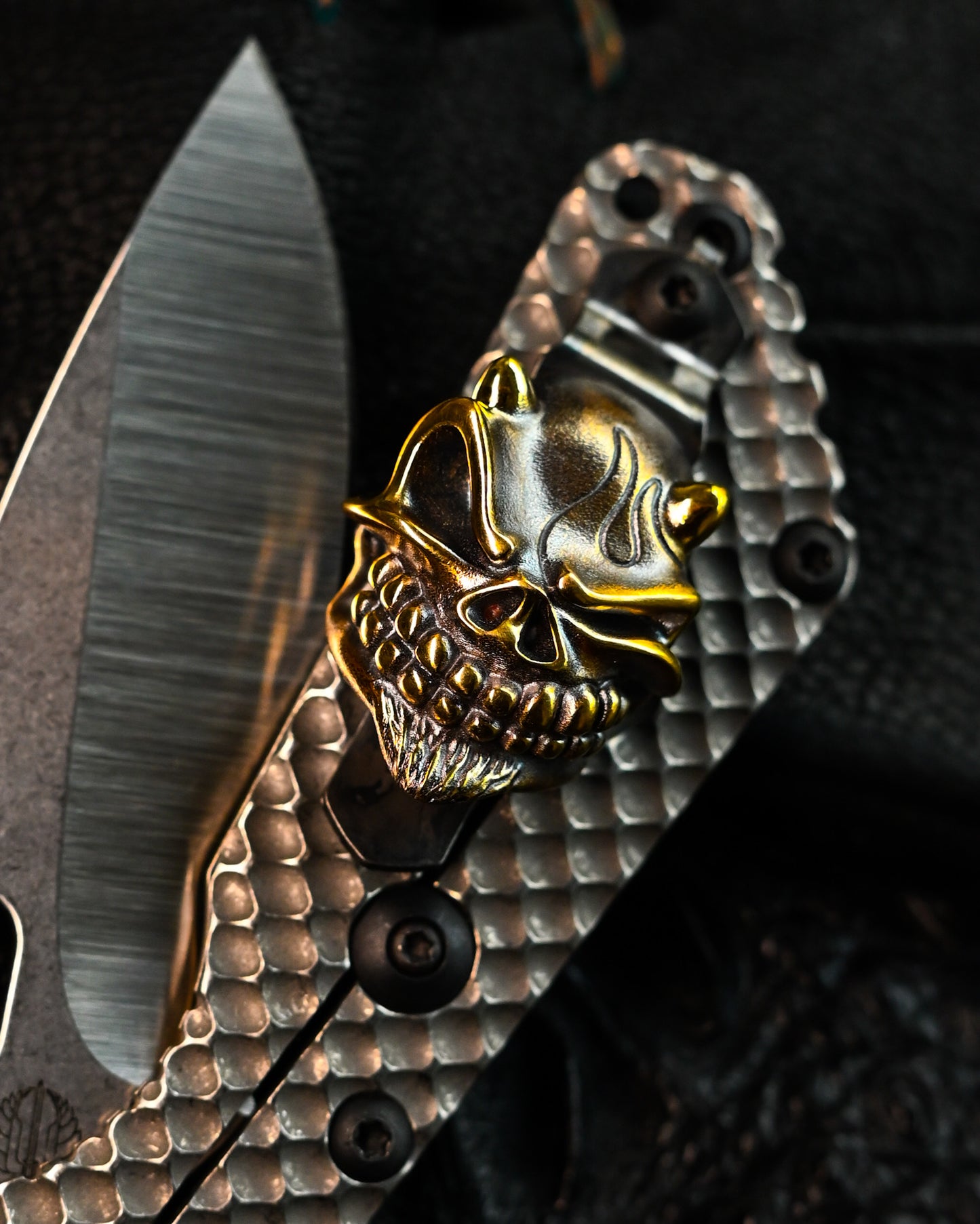 希少 Steel Flame × Starlingear × Strider Knives XXXL ブロンズ Devil Slickster ポケットクリップ サイン入りモデル