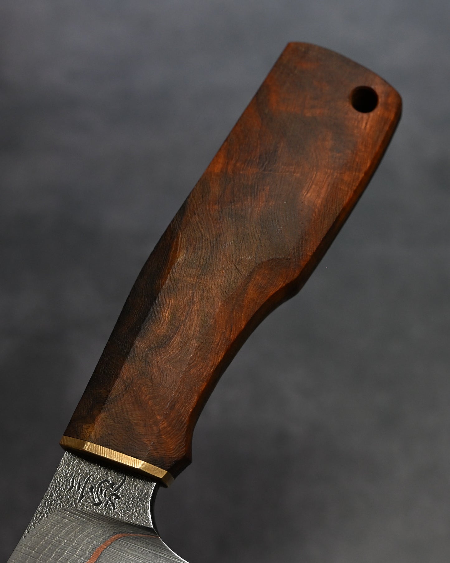 Sunizumi Knives “Little Brown” Full Custom Outdoor Bunka Knife VG7 Damascus + Copper (#4)