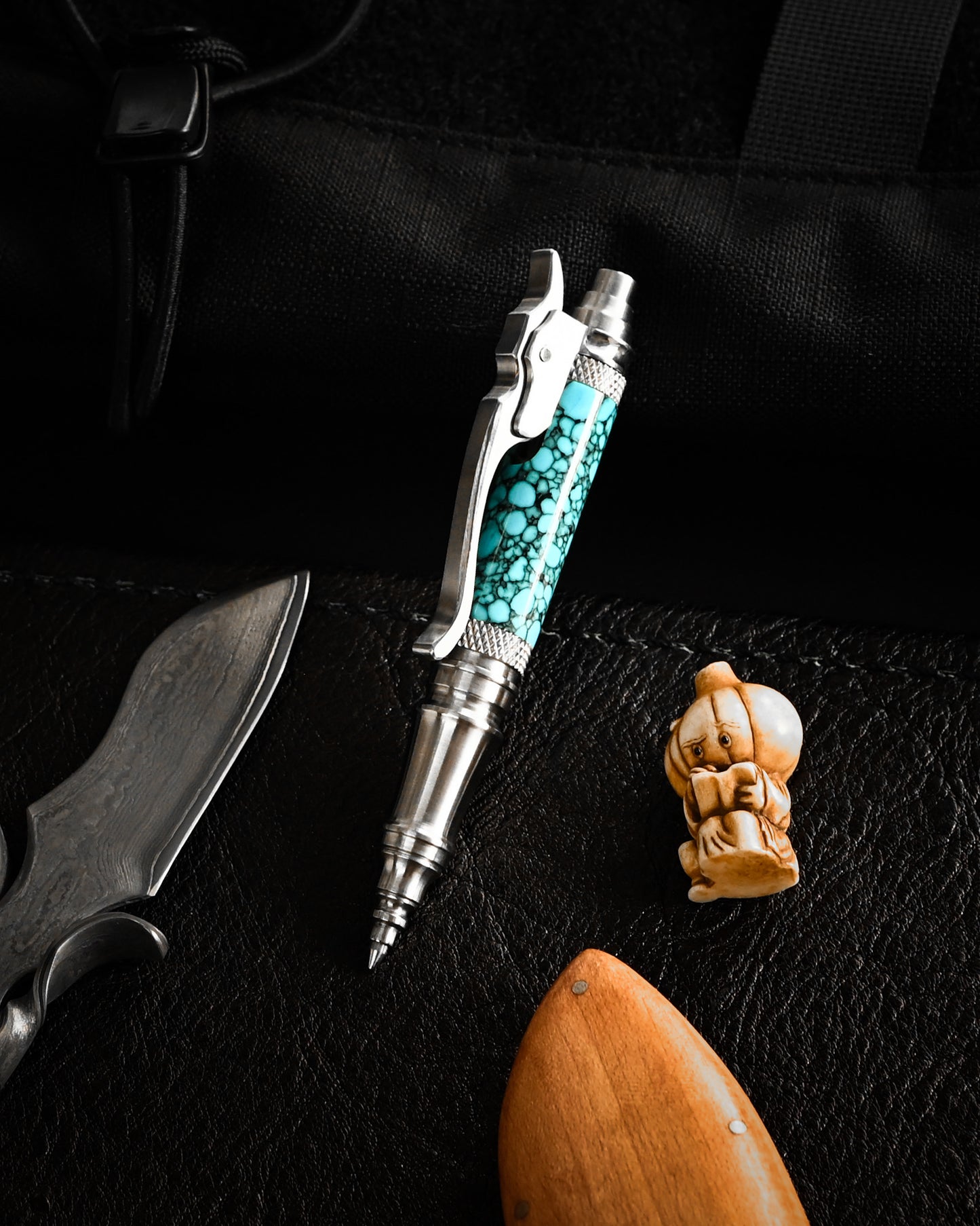 Hidetoshi Nakayama Mini　Turquoise Stainless Steel Click Pen　S
