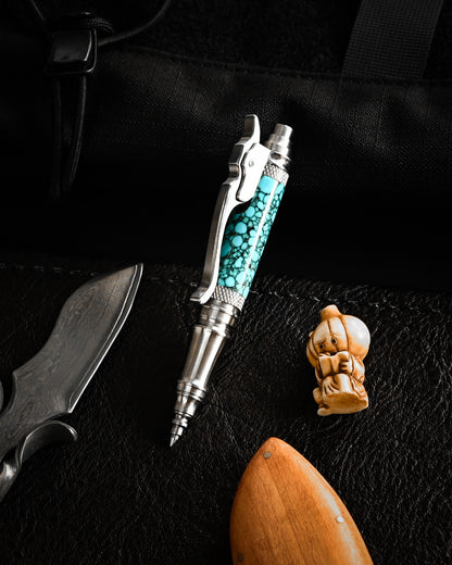 Hidetoshi Nakayama Mini　Turquoise Stainless Steel Click Pen　S