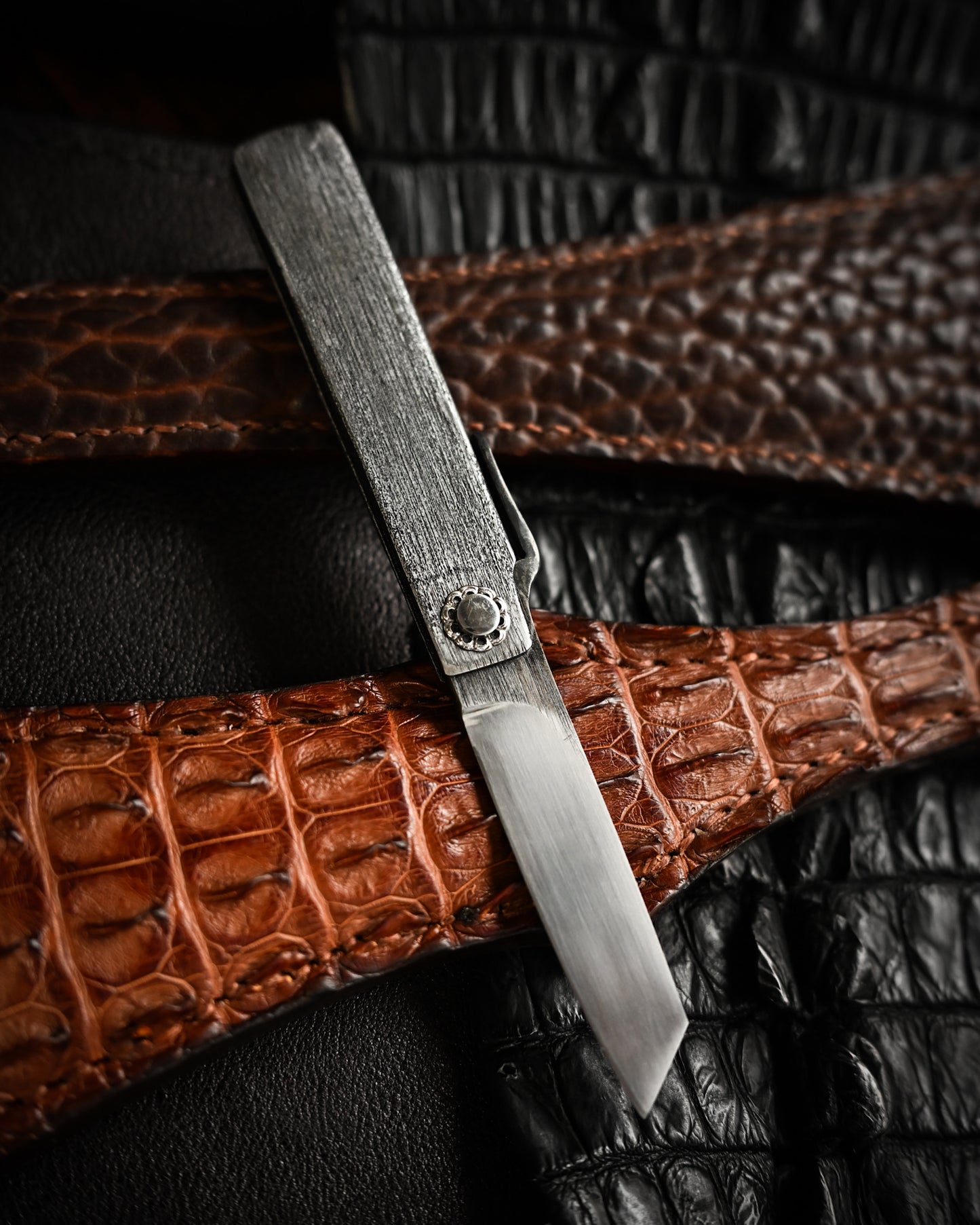 Japan Made Masayuki Tashiro S708 One-Off Aogami Fat-Mamori EDC Custom Folding Knife