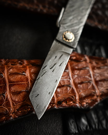 Masayuki Tashiro S711 Forged Dragon Scale Damascus Higonokami EDC Custom Folding Knife