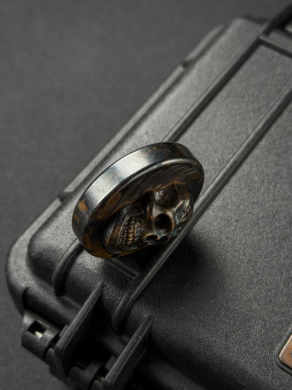 Rare Vintage STEEL FLAME Bronze Dark Skull EDC Challenge Coin – Made in USA