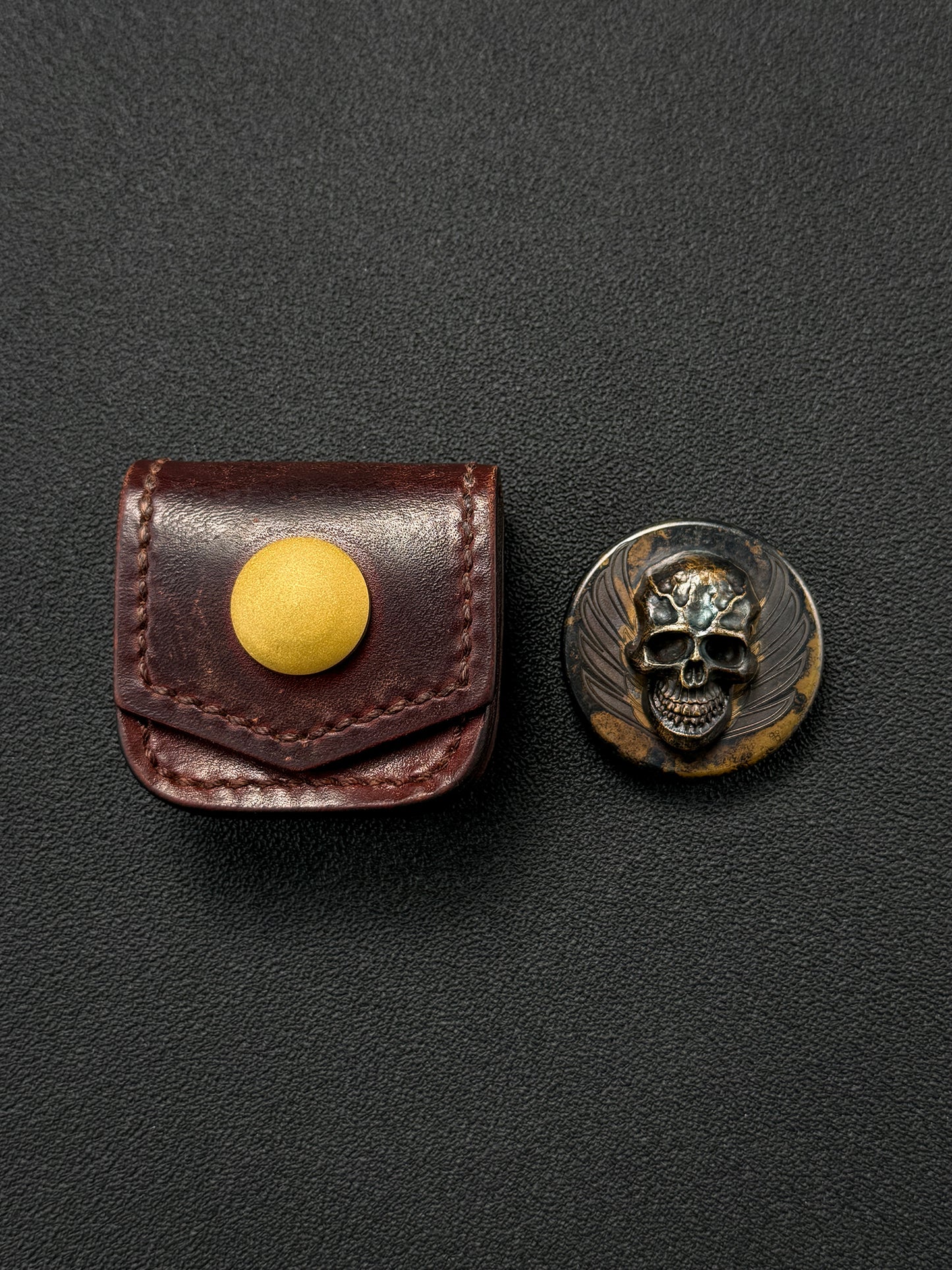 Rare Vintage STEEL FLAME Bronze Dark Skull EDC Challenge Coin – Made in USA