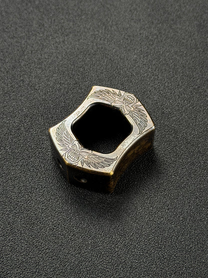 Rare Vintage STEEL FLAME Extra-Thick Bronze Resolute Skull EDC Ring – Made in USA