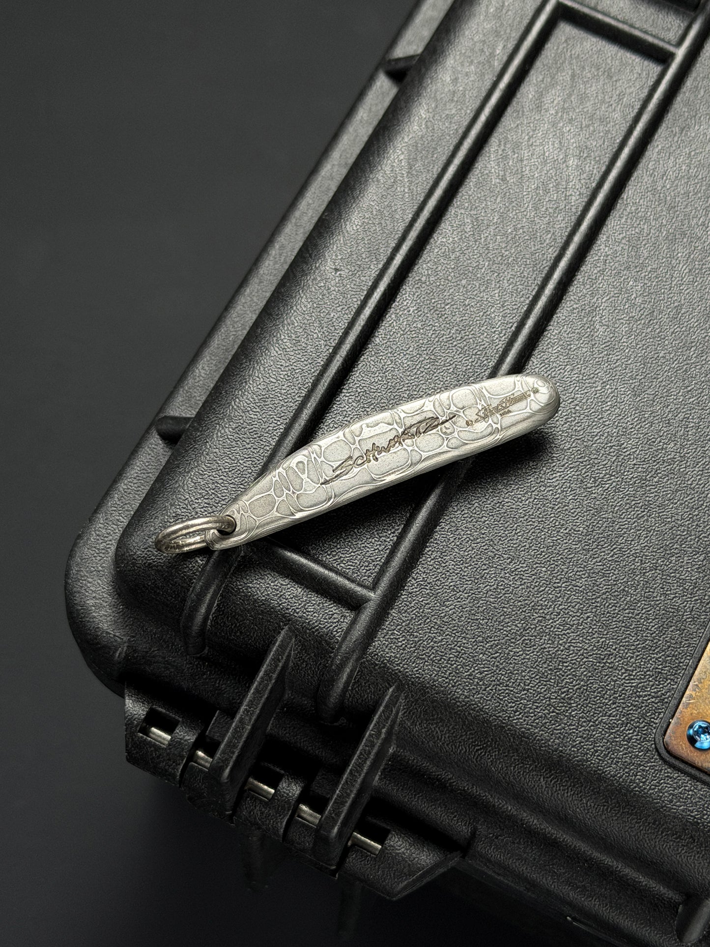 Extremely Rare Discontinued Collaboration – Steel Flame Silver Warrior Inlaid Damascus Pendant