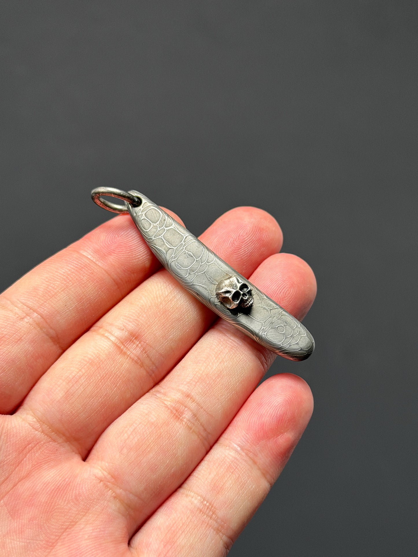 Extremely Rare Discontinued Collaboration – Steel Flame Silver Warrior Inlaid Damascus Pendant