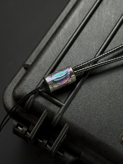 Tang Handmade Hand-Carved Wood Grain Titanium Bead Leaf Trace