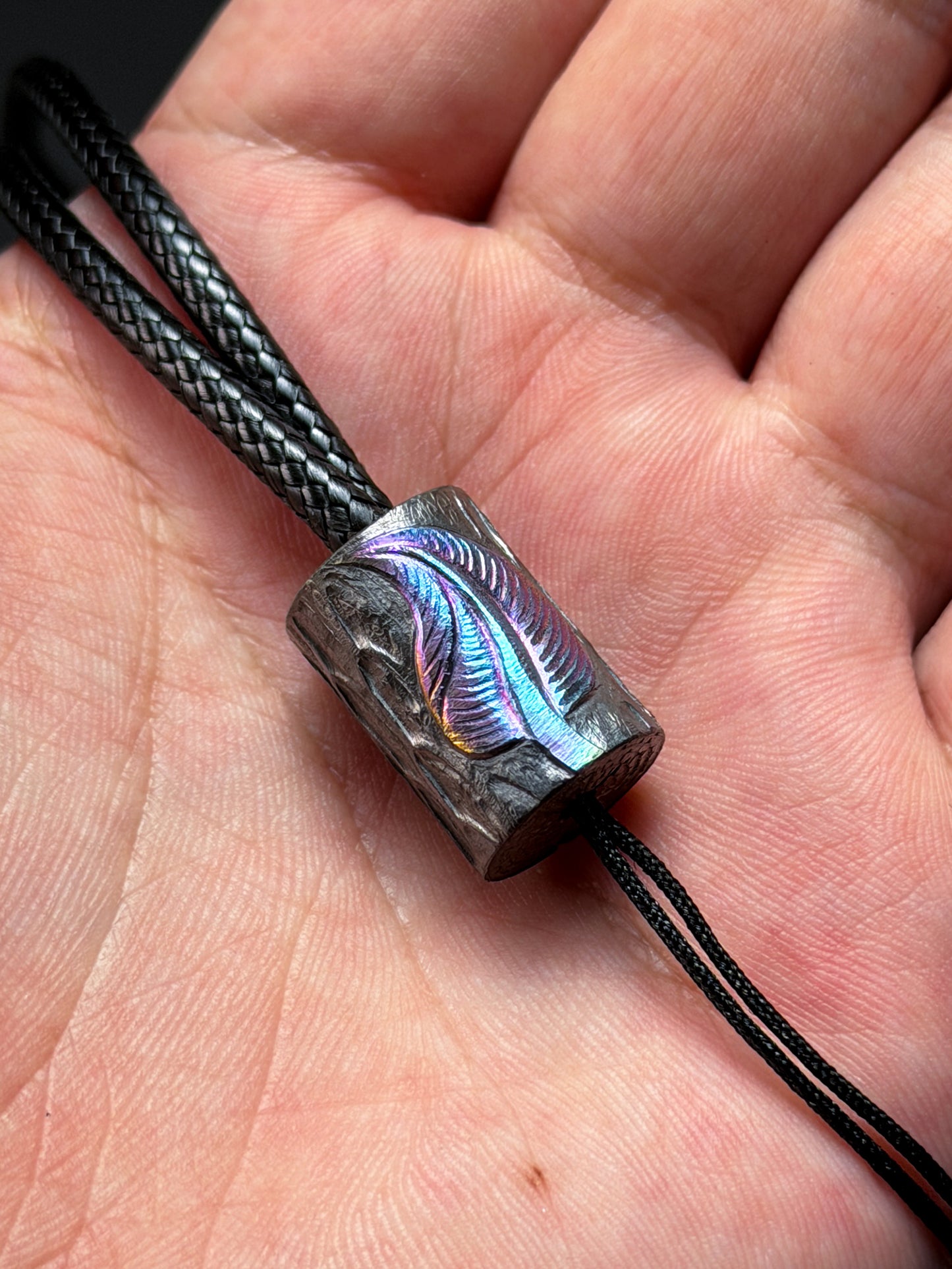 Tang Handmade Hand-Carved Large Wood Grain Titanium Bead Branch Shadow