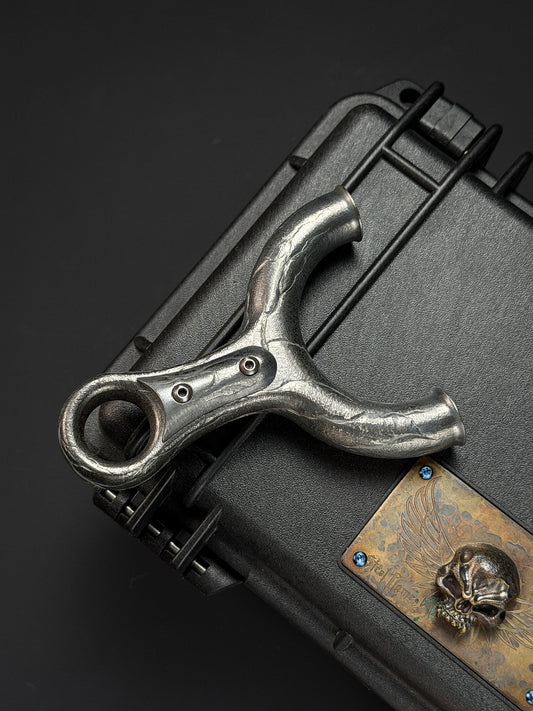 Rare Tang-Made One-Off Hand-Carved Titanium Slingshot Stone Whisper