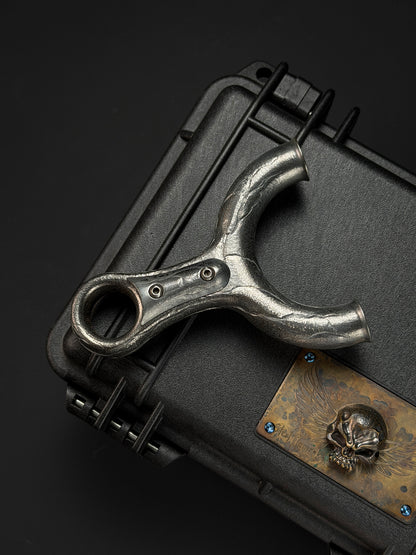 Rare Tang-Made One-Off Hand-Carved Titanium Slingshot Stone Whisper