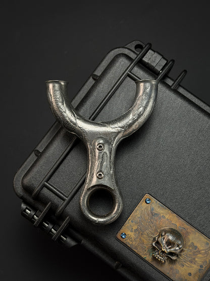 Rare Tang-Made One-Off Hand-Carved Titanium Slingshot Stone Whisper