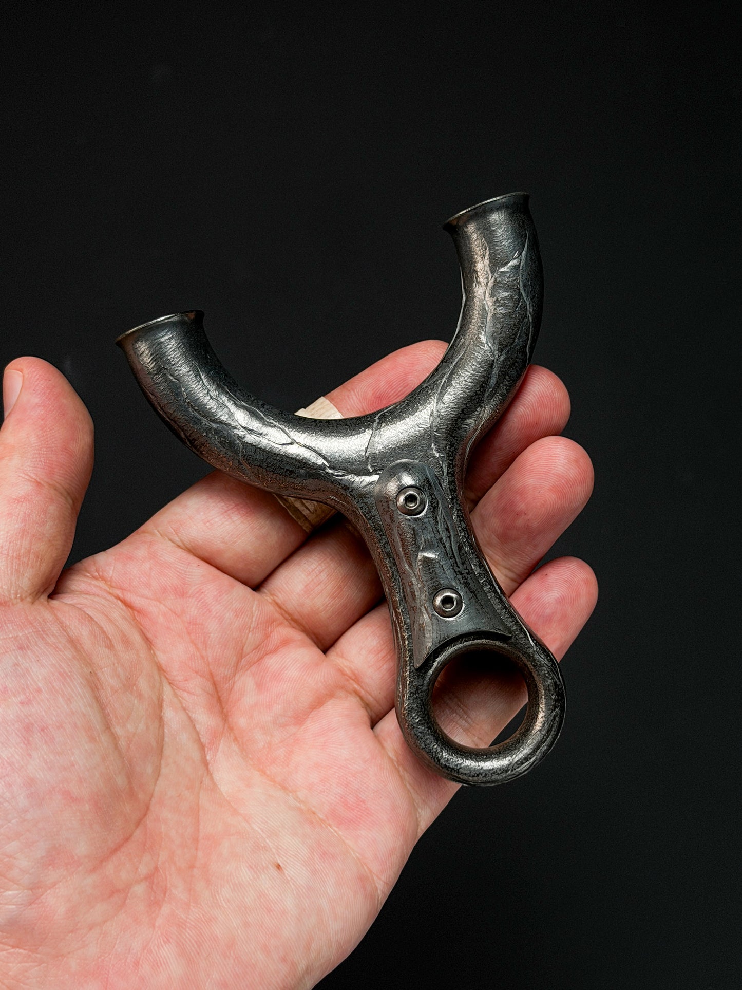 Rare Tang-Made One-Off Hand-Carved Titanium Slingshot Stone Whisper