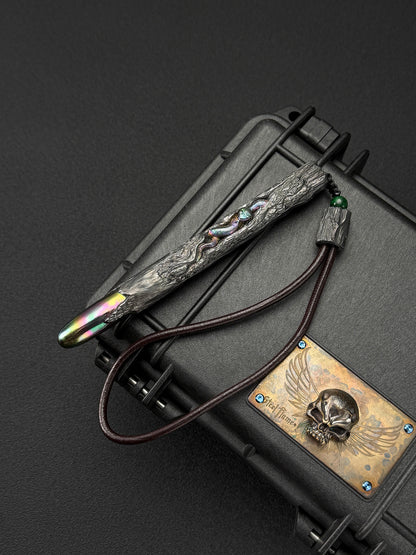 One-Off Tang Zuo Hidden Viper Hand-Carved Titanium EDC Tactical Baton
