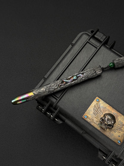 One-Off Tang Zuo Hidden Viper Hand-Carved Titanium EDC Tactical Baton